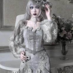 Blood Supply White Rose Funeral 3D Rose Corset Top Set New Arrivals 15 Blood Supply White Rose Funeral 3D Rose Corset Top Set New Arrivals