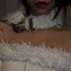 Peiliee Shop [Designer Brand - Illimite] Furry Metal Carved Long Belt Choker