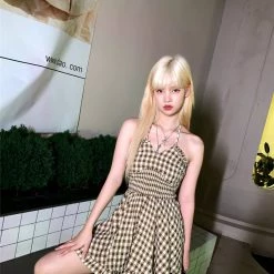 New Arrivals [Mummy Cat] My Cocoa Brownies Gingham Mini Dress