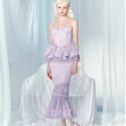 [UNOSA] Lavender Mermaid Tube Top Mermaid Skirt Set