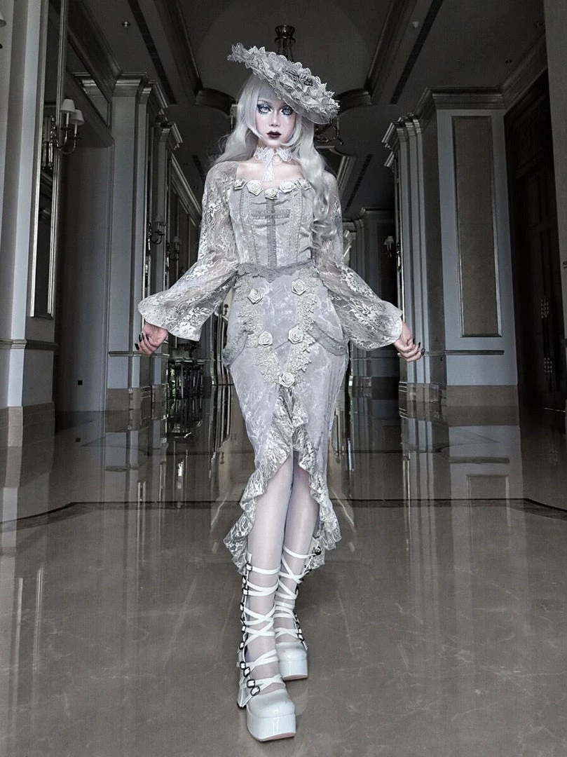 Blood Supply White Rose Funeral 3D Rose Corset Top Set New Arrivals 7 Blood Supply White Rose Funeral 3D Rose Corset Top Set New Arrivals