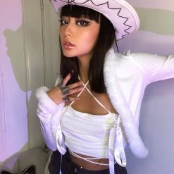 Peiliee Shop [Basic] Snow Angel Faux Fur Short Cardigan