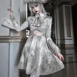 Blood Supply White Rose Funeral Lace Hollow Dress New Arrivals