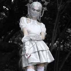 Blood Supply Silver Dragon Puff Sleeve Cutout Top New Arrivals