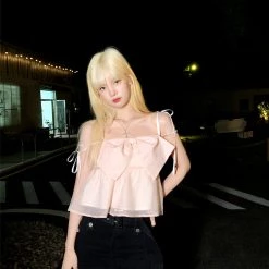 [Mummy Cat] Summer Sweetheart Pearl Chain Cami Top New Arrivals