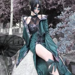 Blood Supply Evil Snake Wide Sleeves Kimono Style Dress Set Summer 2022