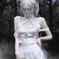 Blood Supply Silver Dragon Halter Ribbon Tops