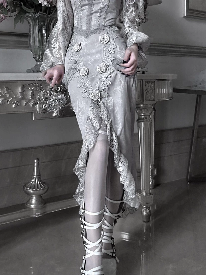 Blood Supply White Rose Funeral 3D Rose Corset Top Set New Arrivals 9 Blood Supply White Rose Funeral 3D Rose Corset Top Set New Arrivals