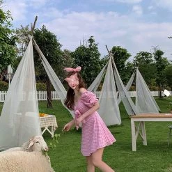 Peiliee Shop [Mid Season Sale ] Gingham Doll Mini Dress