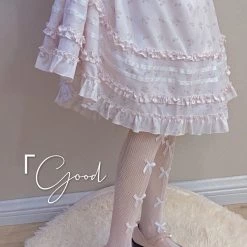 Japanese Lingeire New Arrivals [Basic] Moon Doll Ribbon Stocking Over Knees Socks