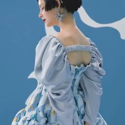 UNOSA Quiet Lily Puff Sleeves Jacquard Short Dress Summer 2022