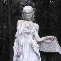 Blood Supply Silver Dragon White Goth Style Lace Dress Summer 2022