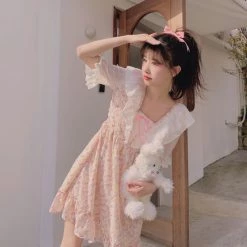 Rose Candy Summer 2022 Strawberry Candy Vintage Cotton Dress