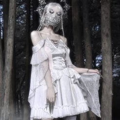Blood Supply Silver Dragon White Goth Style Lace Dress Summer 2022