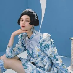 UNOSA Quiet Lily Qipao Style Puff Dress