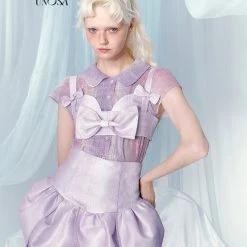 [UNOSA] Lost In Lavender Haze Bow Tank Top Corset Bud Shorts Set