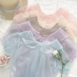 Peiliee Shop [2020 New] Yuki Hime Single Collar Pastel Babydoll Inner Blouse New Arrivals