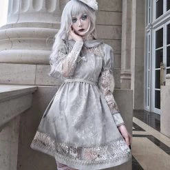 Blood Supply White Rose Funeral Peter Pan Collar Dress