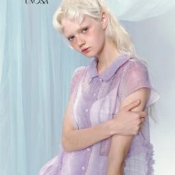 [UNOSA] Lost In Lavender Haze Bow Tank Top Corset Bud Shorts Set