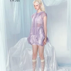 [UNOSA] Lost In Lavender Haze Bow Tank Top Corset Bud Shorts Set