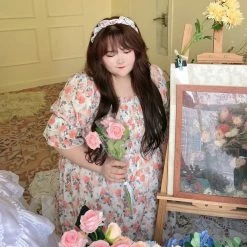 DAJUN [Curve Beauty] Floral Moonlight Chiffon Dress New Arrivals