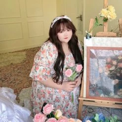 DAJUN [Curve Beauty] Floral Moonlight Chiffon Dress New Arrivals