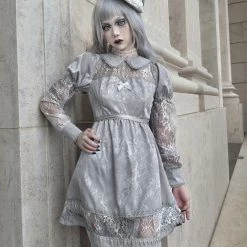 Blood Supply White Rose Funeral Peter Pan Collar Dress