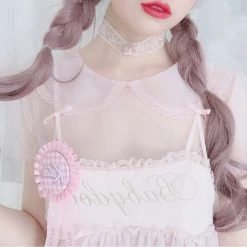 Peiliee Shop [2020 New] Yuki Hime Single Collar Pastel Babydoll Inner Blouse New Arrivals