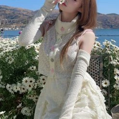 [Rose Island] Summer Blooming Flowers Knit Top Summer 2022