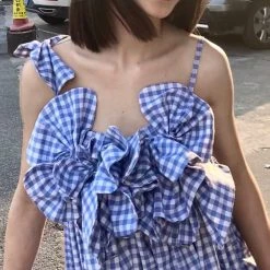 Customized New Arrivals [Tailor Made] Summer Seaside Blue Gingham Dress