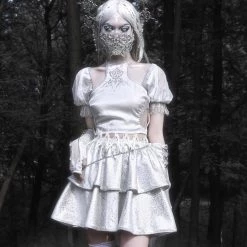 Blood Supply Silver Dragon Puff Sleeve Cutout Top New Arrivals