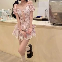 Leonie Girl Flowers Of Stars Top & Skirt Set