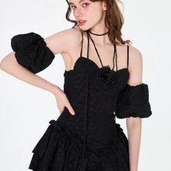 [UNOSA] Dark Night Rose Cami Dress
