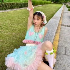 New Arrivals [August Unicorn] Strawberry Mint Marshmallow Handmade Dress Set