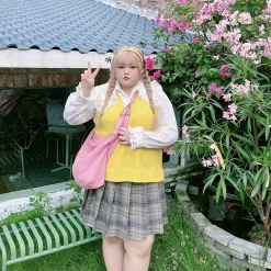 DAJUN [Curve Beauty] Autumn Blossom School Girl Knit Vest New Arrivals