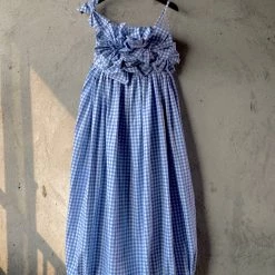 Customized New Arrivals [Tailor Made] Summer Seaside Blue Gingham Dress
