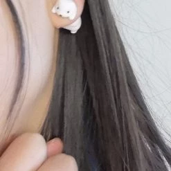 Peiliee Shop [Mid Season Sale ] Cutie Hamster 3D Handmade Soft Clay Earring