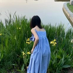 Customized New Arrivals [Tailor Made] Summer Seaside Blue Gingham Dress