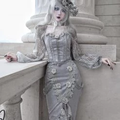 Blood Supply White Rose Funeral 3D Rose Corset Top Set New Arrivals 18 Blood Supply White Rose Funeral 3D Rose Corset Top Set New Arrivals