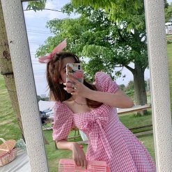 Peiliee Shop [Mid Season Sale ] Gingham Doll Mini Dress