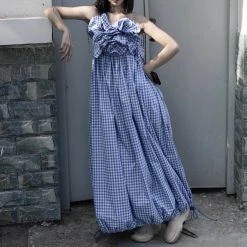 Customized New Arrivals [Tailor Made] Summer Seaside Blue Gingham Dress