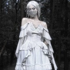 Blood Supply Silver Dragon White Goth Style Lace Dress Summer 2022