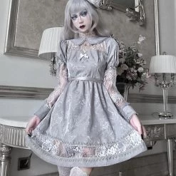 Blood Supply White Rose Funeral Peter Pan Collar Dress
