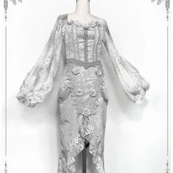 Blood Supply White Rose Funeral 3D Rose Corset Top Set New Arrivals 16 Blood Supply White Rose Funeral 3D Rose Corset Top Set New Arrivals