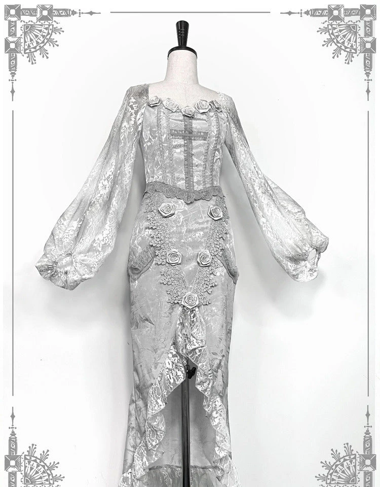 Blood Supply White Rose Funeral 3D Rose Corset Top Set New Arrivals 4 Blood Supply White Rose Funeral 3D Rose Corset Top Set New Arrivals