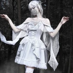 Blood Supply Silver Dragon White Goth Style Lace Dress Summer 2022