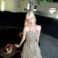 New Arrivals [Mummy Cat] My Cocoa Brownies Gingham Mini Dress