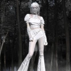 Blood Supply Silver Dragon Puff Sleeve Cutout Top New Arrivals