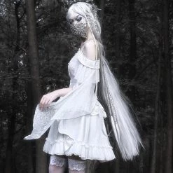 Blood Supply Silver Dragon White Goth Style Lace Dress Summer 2022
