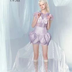 [UNOSA] Lost In Lavender Haze Bow Tank Top Corset Bud Shorts Set